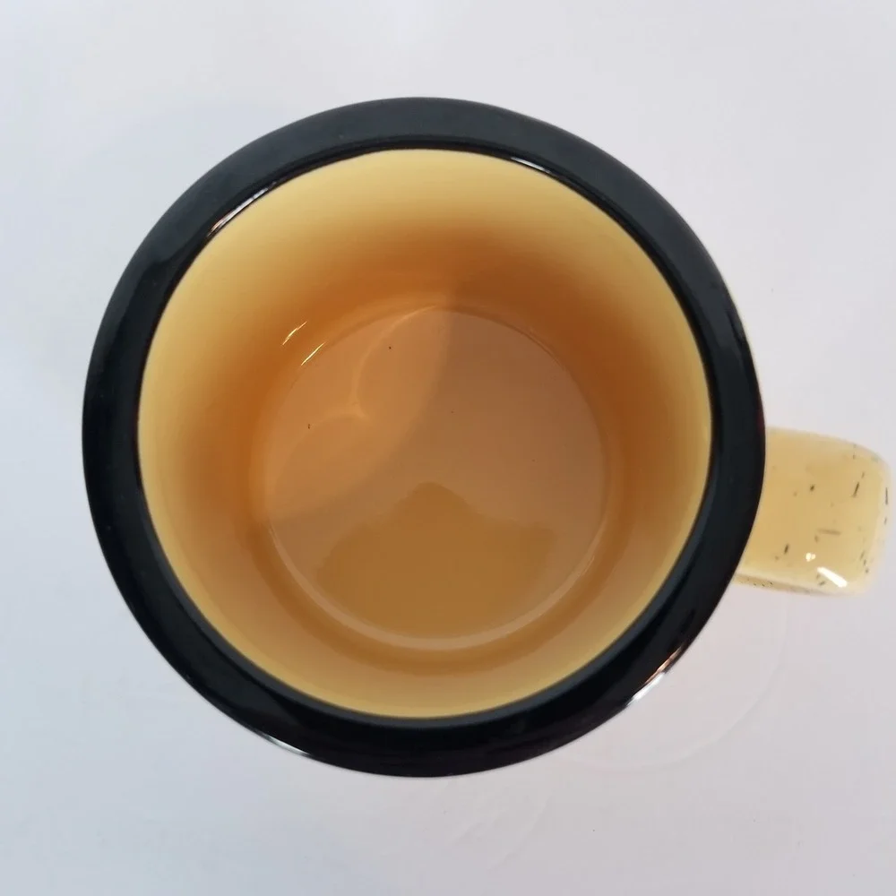 North Dakota Legendary Yellow Speckled Ceramic‎ Campfire Coffee Mug Bison Horse